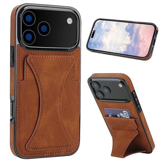 For iPhone 18 Pro Max / 17 Pro Max Ultra-thin Shockproof Phone Protective Case with Holder(Brown)