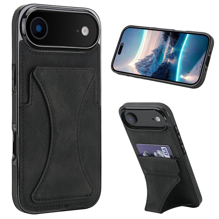 For iPhone Air Ultra-thin Shockproof Phone Protective Case with Holder(Black) - iPhone Air Cases by buy2fix | Online Shopping UK | buy2fix