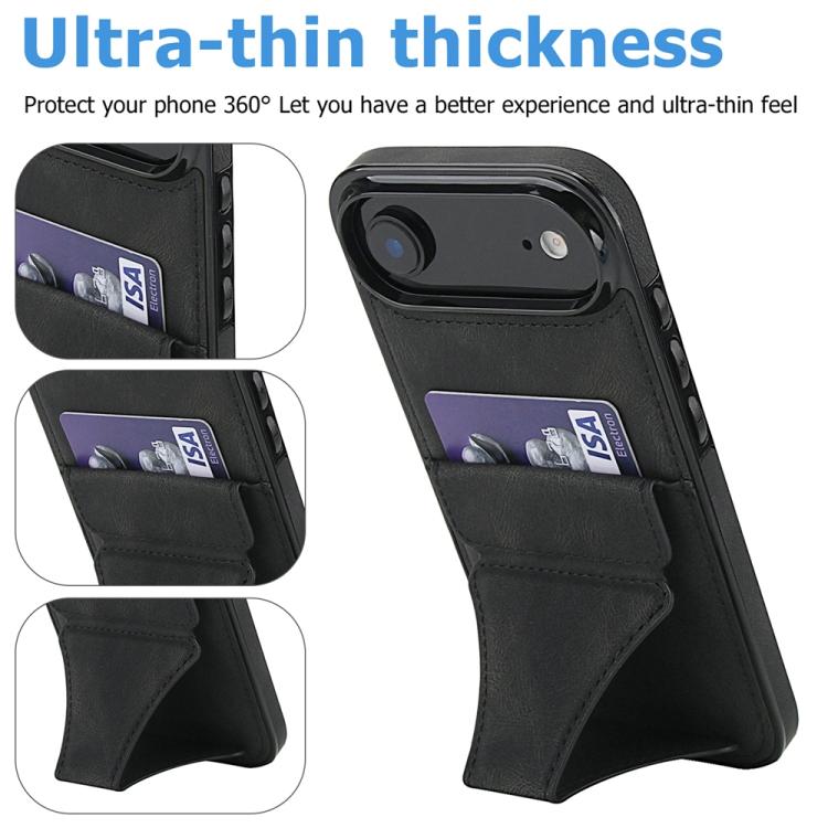 For iPhone Air Ultra-thin Shockproof Phone Protective Case with Holder(Black) - iPhone Air Cases by buy2fix | Online Shopping UK | buy2fix