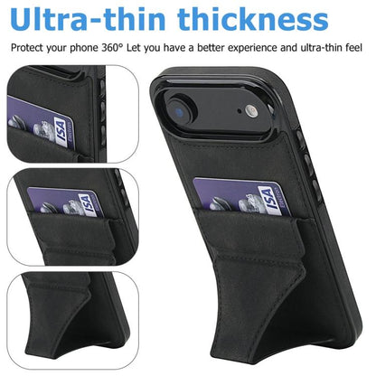 For iPhone Air Ultra-thin Shockproof Phone Protective Case with Holder(Black) - iPhone Air Cases by buy2fix | Online Shopping UK | buy2fix