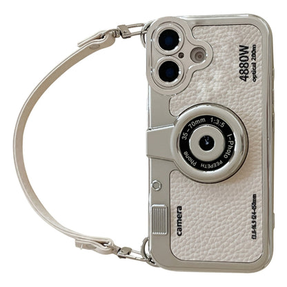 For iPhone 16 Camera Style Phone Case(White) by buy2fix