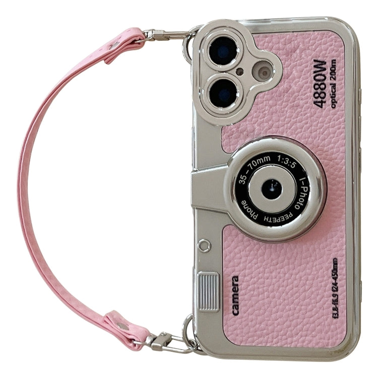 For iPhone 16 Camera Style Phone Case(Pink) by buy2fix
