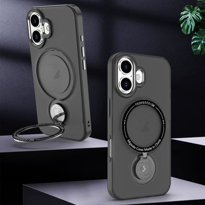 For iPhone 16 Plus Rotation Holder MagSafe Phone Case(Black) by buy2fix