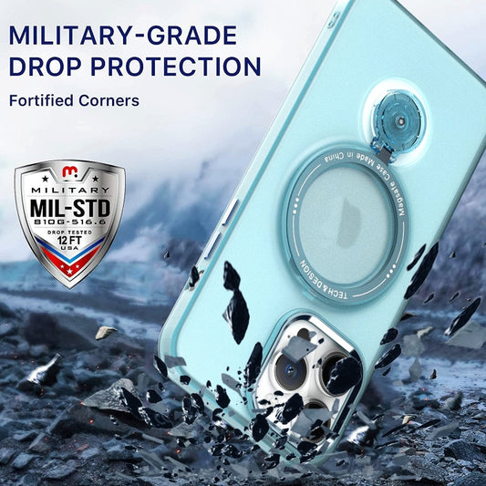 For iPhone 16 Plus Rotation Holder MagSafe Phone Case(Purple) by buy2fix