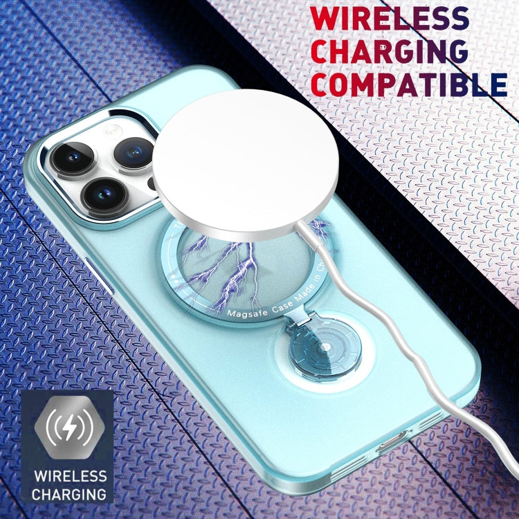 For iPhone 16 Plus Rotation Holder MagSafe Phone Case(Black) by buy2fix