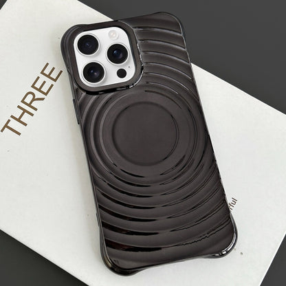 For iPhone 16 Pro Max Electroplating Wave MagSafe Phone Case(Black) by buy2fix