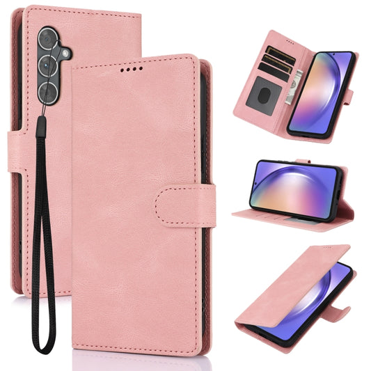 For Samsung Galaxy S25+ 5G Fantasy Skin-feel Calfskin Texture Leather Phone Case(Pink) by buy2fix