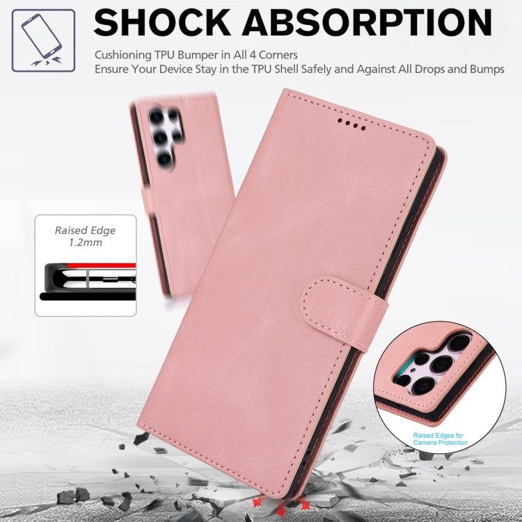 For Samsung Galaxy S25 Ultra 5G Fantasy Skin-feel Calfskin Texture Leather Phone Case(Pink) - Galaxy S25 Ultra 5G Cases by buy2fix | Online Shopping UK | buy2fix