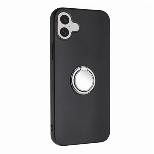 For iPhone 16 Matte Ring Holder TPU Phone Case(Silver) by buy2fix