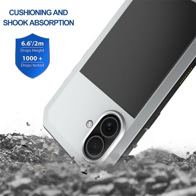 For iPhone 16 Plus Shockproof IP54 Life Waterproof Phone Case(Silver) by buy2fix