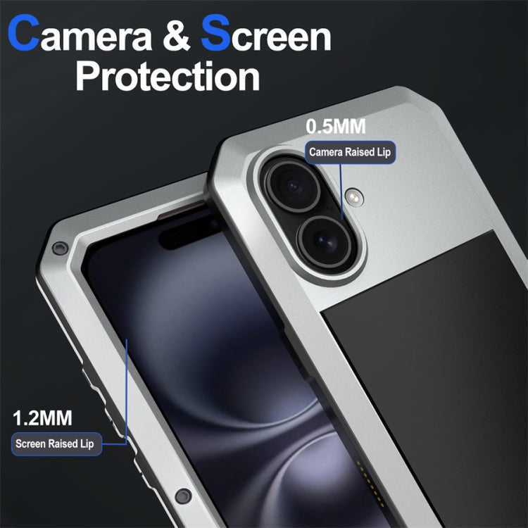 For iPhone 16 Plus Shockproof IP54 Life Waterproof Phone Case(Silver) by buy2fix