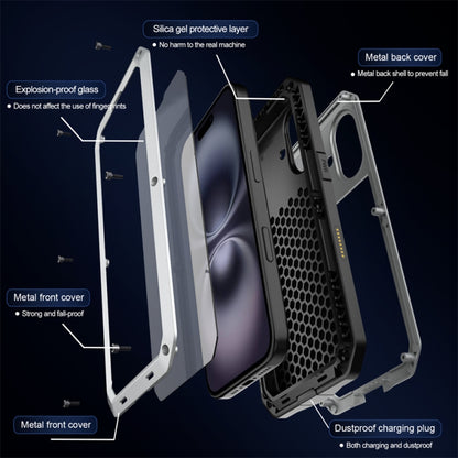 For iPhone 16 Plus Shockproof IP54 Life Waterproof Phone Case(Silver) by buy2fix