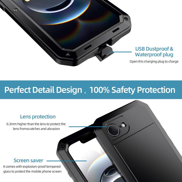 For iPhone 16e Shockproof IP54 Life Waterproof Phone Case(Black) - iPhone 16e Cases by buy2fix | Online Shopping UK | buy2fix