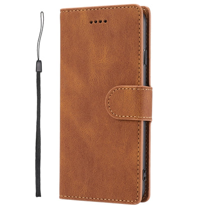 For iPhone 16e Fantasy Skin-feel Calfskin Texture Leather Phone Case(Brown) - iPhone 16e Cases by buy2fix | Online Shopping UK | buy2fix