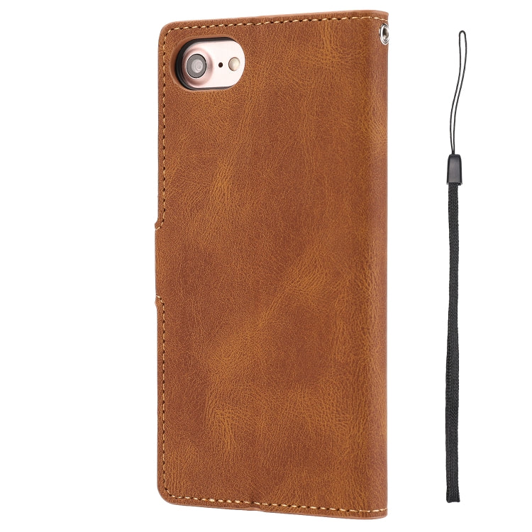 For iPhone 16e Fantasy Skin-feel Calfskin Texture Leather Phone Case(Brown) - iPhone 16e Cases by buy2fix | Online Shopping UK | buy2fix