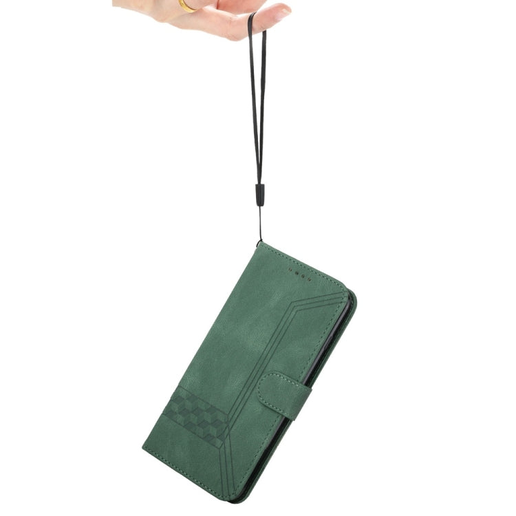 For Samsung Galaxy S25+ 5G Cubic Skin Feel Flip Leather Phone Case(Green) by buy2fix