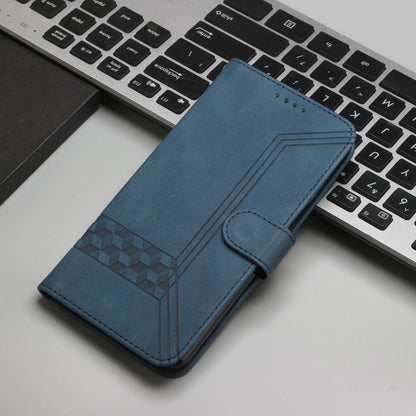 For Samsung Galaxy S25 Ultra 5G Cubic Skin Feel Flip Leather Phone Case(Blue) by buy2fix