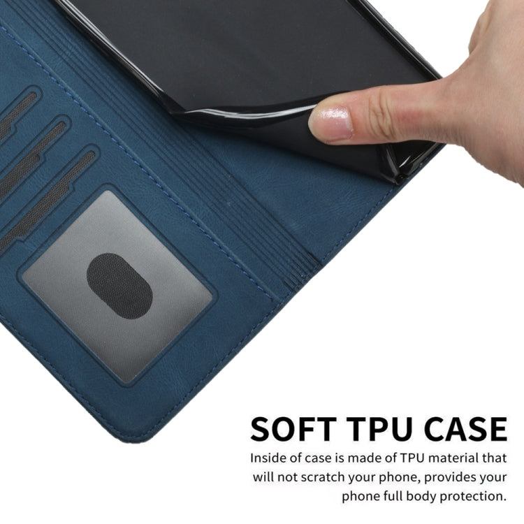 For Samsung Galaxy S25 Ultra 5G Cubic Skin Feel Flip Leather Phone Case(Blue) by buy2fix