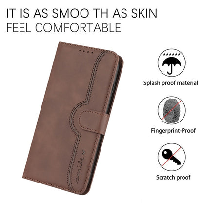 For Samsung Galaxy S25+ 5G Heart Pattern Skin Feel Leather Phone Case(Brown) by buy2fix