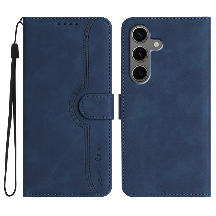 For Samsung Galaxy S25+ 5G Heart Pattern Skin Feel Leather Phone Case(Royal Blue) by buy2fix