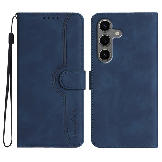 For Samsung Galaxy S25+ 5G Heart Pattern Skin Feel Leather Phone Case(Royal Blue) by buy2fix