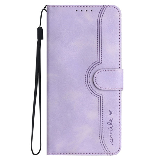 For Samsung Galaxy S25 Ultra 5G Heart Pattern Skin Feel Leather Phone Case(Purple) by buy2fix