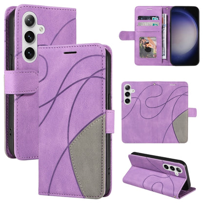 For Samsung Galaxy S25 / S24 5G Dual-color Splicing Flip Leather Phone Case(Purple) by buy2fix