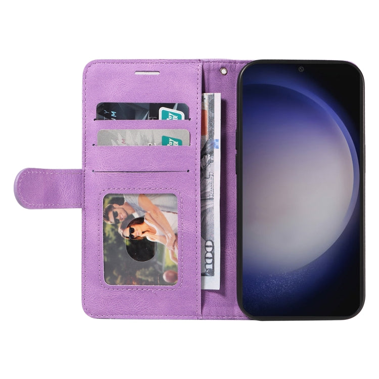 For Samsung Galaxy S25 / S24 5G Dual-color Splicing Flip Leather Phone Case(Purple) by buy2fix