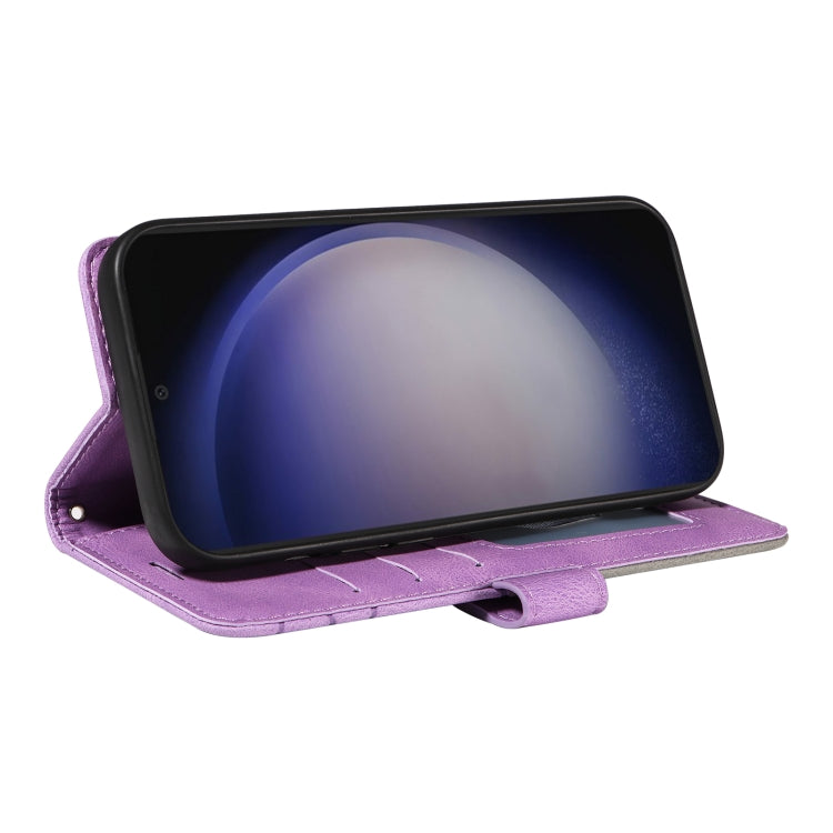 For Samsung Galaxy S25+ / S24+ 5G Dual-color Splicing Flip Leather Phone Case(Purple) by buy2fix