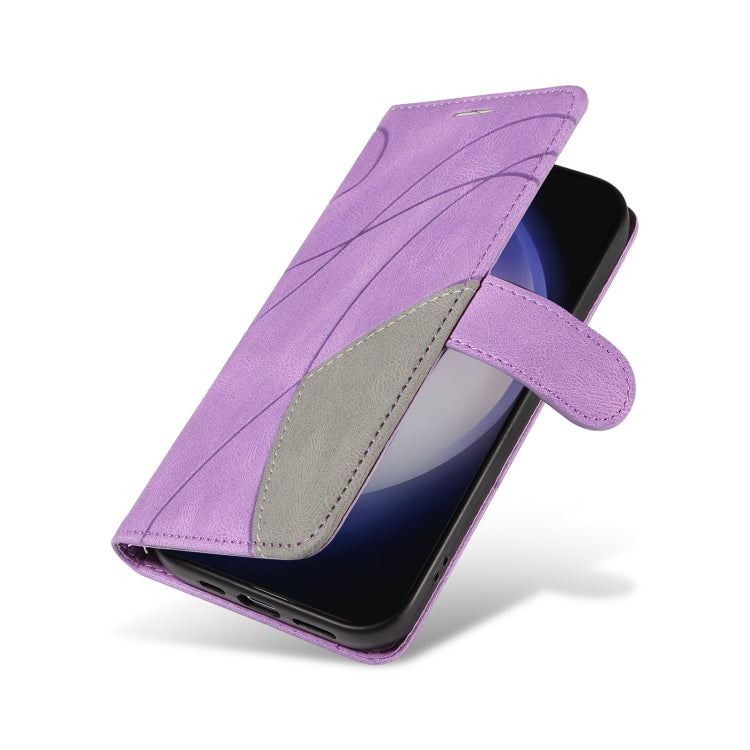 For Samsung Galaxy S25+ / S24+ 5G Dual-color Splicing Flip Leather Phone Case(Purple) by buy2fix