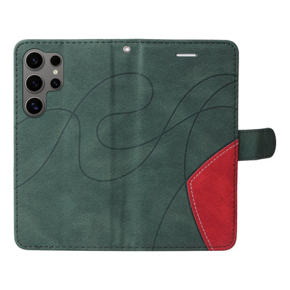 For Samsung Galaxy S25 Ultra 5G Dual-color Splicing Flip Leather Phone Case(Green) by buy2fix