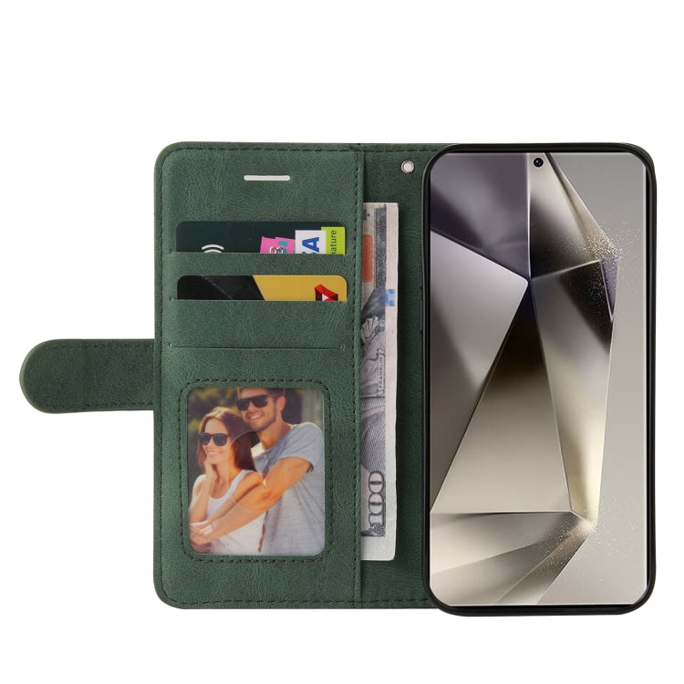 For Samsung Galaxy S25 Ultra 5G Dual-color Splicing Flip Leather Phone Case(Green) by buy2fix