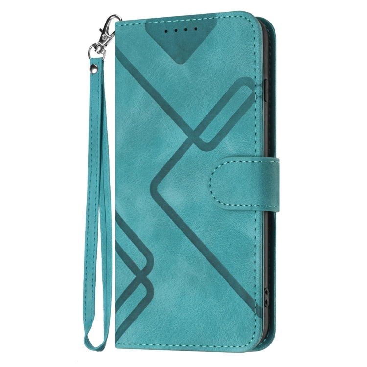 For Samsung Galaxy S25+ 5G Line Pattern Skin Feel Leather Phone Case(Light Blue) by buy2fix