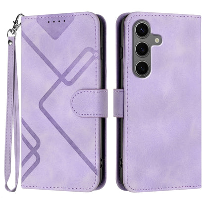 For Samsung Galaxy S25+ 5G Line Pattern Skin Feel Leather Phone Case(Light Purple) by buy2fix