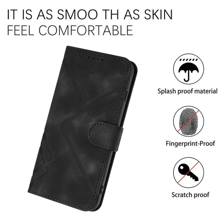 For Samsung Galaxy S25+ 5G Line Pattern Skin Feel Leather Phone Case(Black) by buy2fix