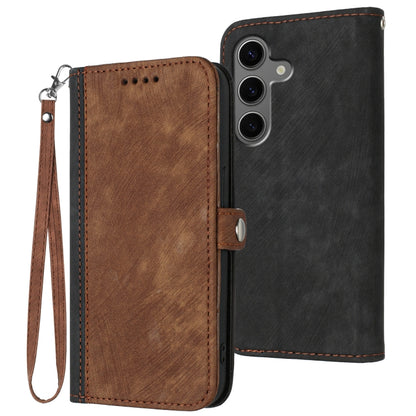 For Samsung Galaxy S25+ 5G Side Buckle Double Fold Hand Strap Leather Phone Case(Brown) by buy2fix