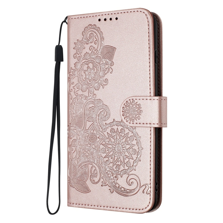 For Samsung Galaxy S25+ 5G Datura Flower Embossed Flip Leather Phone Case(Rose Gold) by buy2fix