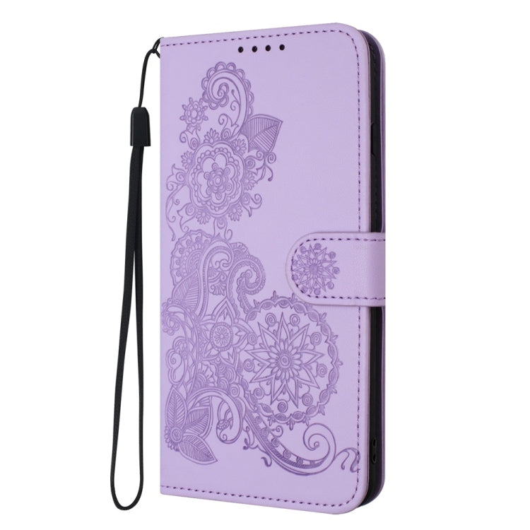 For Samsung Galaxy S25 Ultra 5G Datura Flower Embossed Flip Leather Phone Case(Purple) by buy2fix