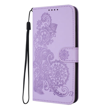 For Samsung Galaxy S25 Ultra 5G Datura Flower Embossed Flip Leather Phone Case(Purple) by buy2fix