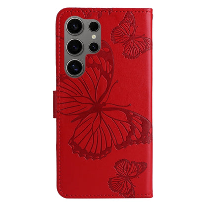 For Samsung Galaxy S25 Ultra 5G 3D Butterfly Embossed Pattern Flip Leather Phone Case(Red) - Galaxy S25 Ultra 5G Cases by buy2fix | Online Shopping UK | buy2fix