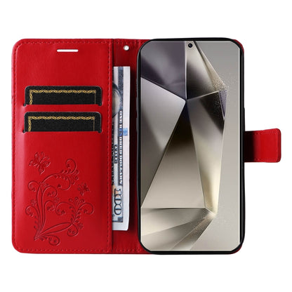 For Samsung Galaxy S25 Ultra 5G 3D Butterfly Embossed Pattern Flip Leather Phone Case(Red) - Galaxy S25 Ultra 5G Cases by buy2fix | Online Shopping UK | buy2fix