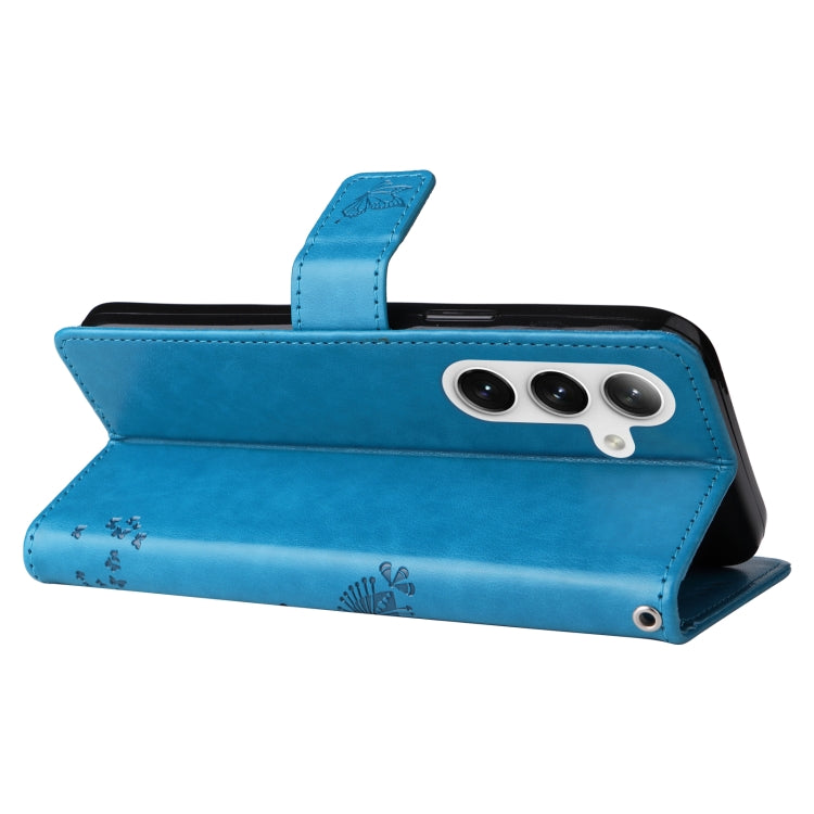 For Samsung Galaxy S25+ / S24+ 5G Tree & Cat Embossed Pattern Flip Leather Phone Case(Blue) by buy2fix