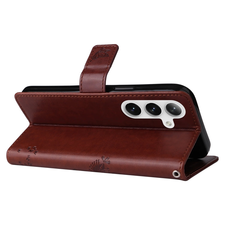 For Samsung Galaxy S25+ / S24+ 5G Tree & Cat Embossed Pattern Flip Leather Phone Case(Coffee) by buy2fix