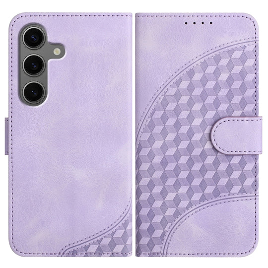 For Samsung Galaxy S25+ 5G Elephant Head Embossed Phone Leather Case with Lanyard(Light Purple)