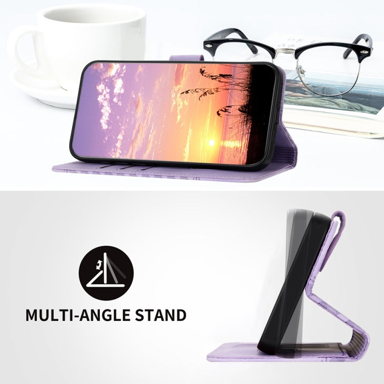 For Samsung Galaxy S25 Ultra 5G Elephant Head Embossed Phone Leather Case with Lanyard(Light Purple) by buy2fix