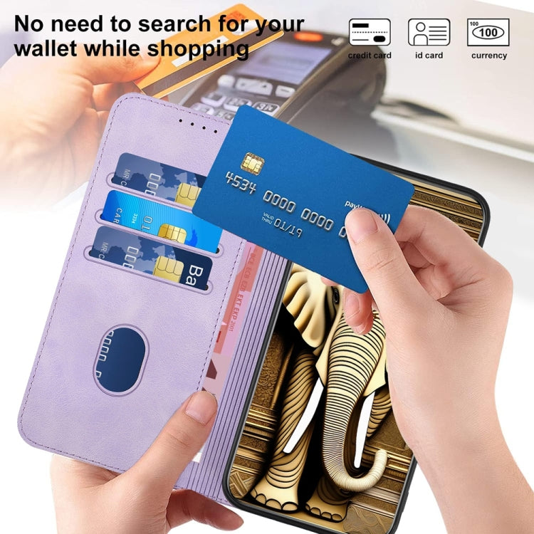 For Samsung Galaxy S25 Ultra 5G Elephant Head Embossed Phone Leather Case with Lanyard(Light Purple) by buy2fix