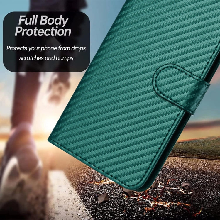 For Samsung Galaxy S25+ 5G YX0070 Carbon Fiber Buckle Leather Phone Case with Lanyard(Dark Green) - Galaxy S25+ 5G Cases by buy2fix | Online Shopping UK | buy2fix