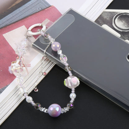 Mobile Phone Anti-lost Flower Block Bead Chain Short Lanyard(Pink) - Lanyards & Wrist Straps by buy2fix | Online Shopping UK | buy2fix