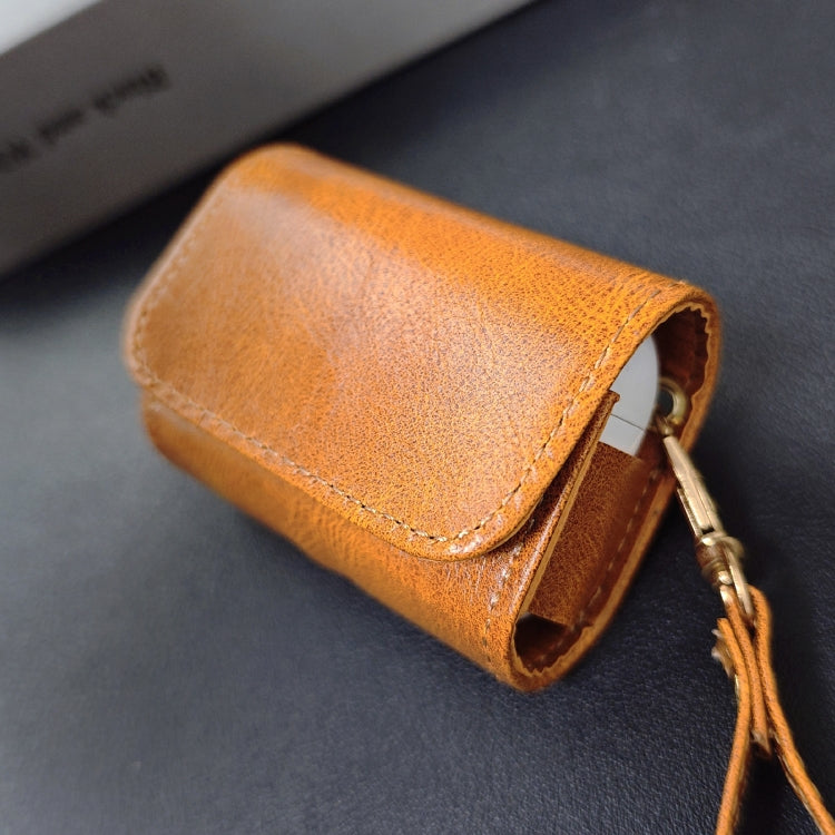 For AirPods 1 / 2 Cowhide Texture PU Headset Shockproof Case(Coffee) by buy2fix