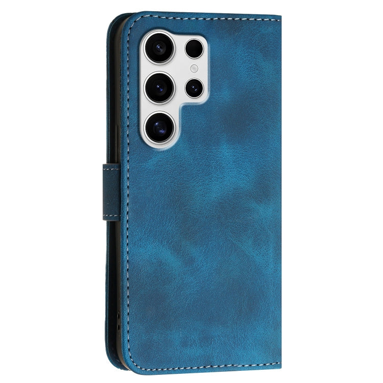 For Samsung Galaxy S25 Ultra 5G YX0080 Grid Butterfly Embossed Pattern Flip Leather Phone Case with Lanyard(Dark Blue) - Galaxy S25 Ultra 5G Cases by buy2fix | Online Shopping UK | buy2fix